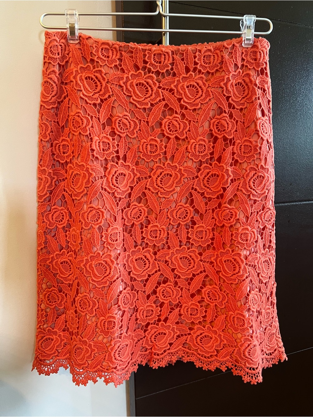 Talbots Coral Lace Crochet Pencil Skirt